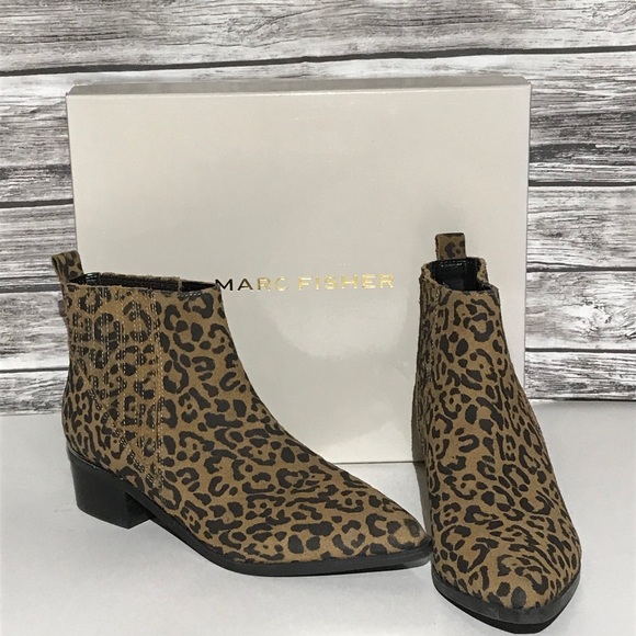 Marc Fisher Suede Leopard Chelsea Ankle Bootie - Picture 6 of 10